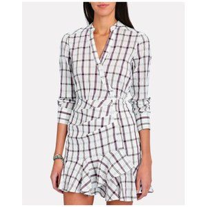 NWT Veronica Beard Sherry Plaid Mini Dress Crinkle Cotton Blend 2202CO21D118